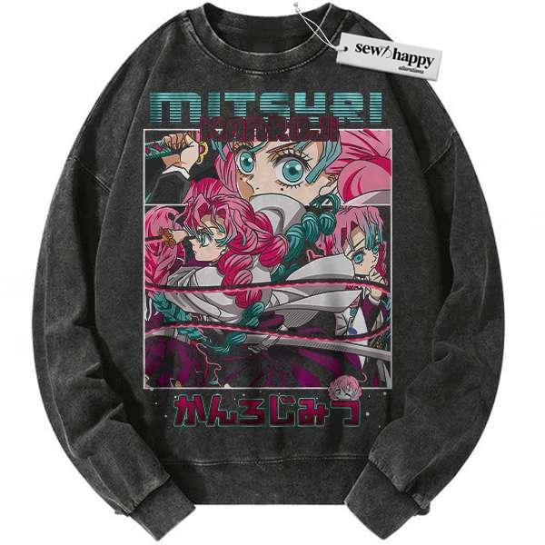 Wash Sweatshirt Mitsuri Kanroji Sweatshirt, Demon Slayer Sweatshirt, Anime Sweatshirt, Vintage Sweater