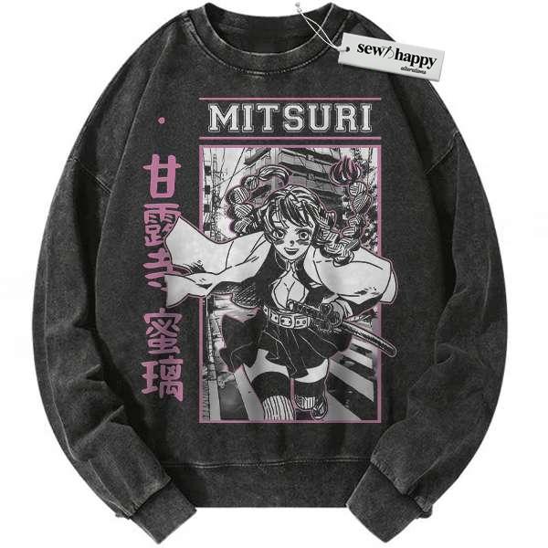 Wash Sweatshirt Mitsuri Kanroji Sweatshirt, Demon Slayer Sweatshirt, Anime Sweatshirt, Vintage Sweatshirt