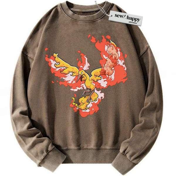 Wash Sweatshirt Moltres Sweatshirt, Pokemon Sweatshirt, Anime Sweatshirt, Vintage Sweater