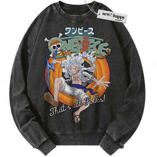 Wash Sweatshirt Monkey D Luffy Sweatshirt, One Piece Sweatshirt, Anime Sweatshirt, Vintage Sweater