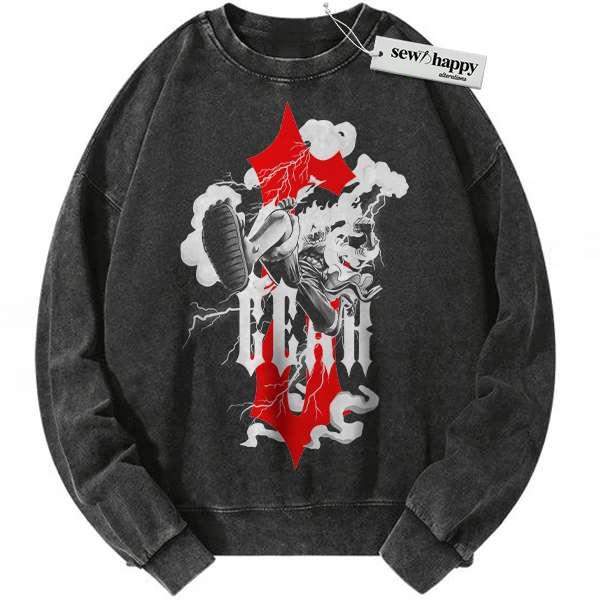 Wash Sweatshirt Monkey D Luffy Sweatshirt, One Piece Sweatshirt, Anime Sweatshirt, Vintage Sweater Wash Sweatshirt Monkey D Luffy Sweatshirt, One Piece Sweatshirt, Anime Sweatshirt, Vintage Sweater - Image 1