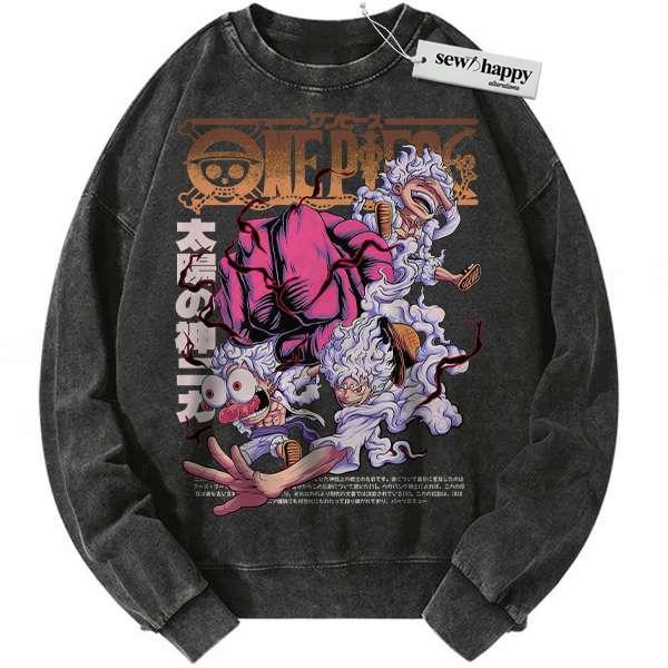 Wash Sweatshirt Monkey D Luffy Sweatshirt, One Piece Sweatshirt, Anime Sweatshirt, Vintage Sweater Wash Sweatshirt Monkey D Luffy Sweatshirt, One Piece Sweatshirt, Anime Sweatshirt, Vintage Sweater - Image 1