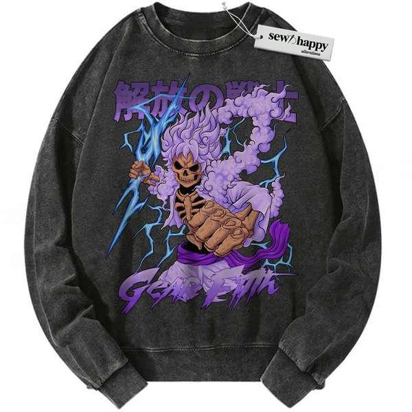 Wash Sweatshirt Monkey D Luffy Sweatshirt, One Piece Sweatshirt, Anime Sweatshirt, Vintage Sweater