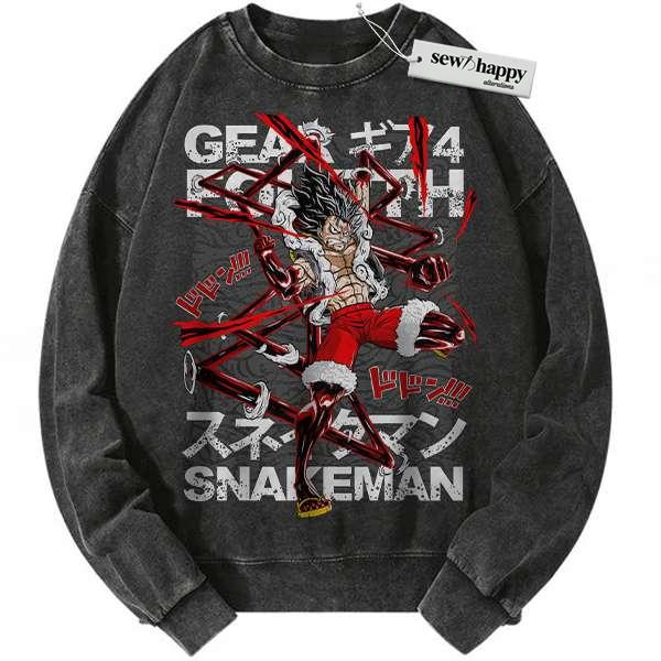 Wash Sweatshirt Monkey D Luffy Sweatshirt, One Piece Sweatshirt, Anime Sweatshirt, Vintage Sweater