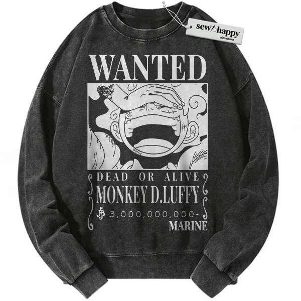 Wash Sweatshirt Monkey D Luffy Sweatshirt, One Piece Sweatshirt, Anime Sweatshirt, Vintage Sweatshirt