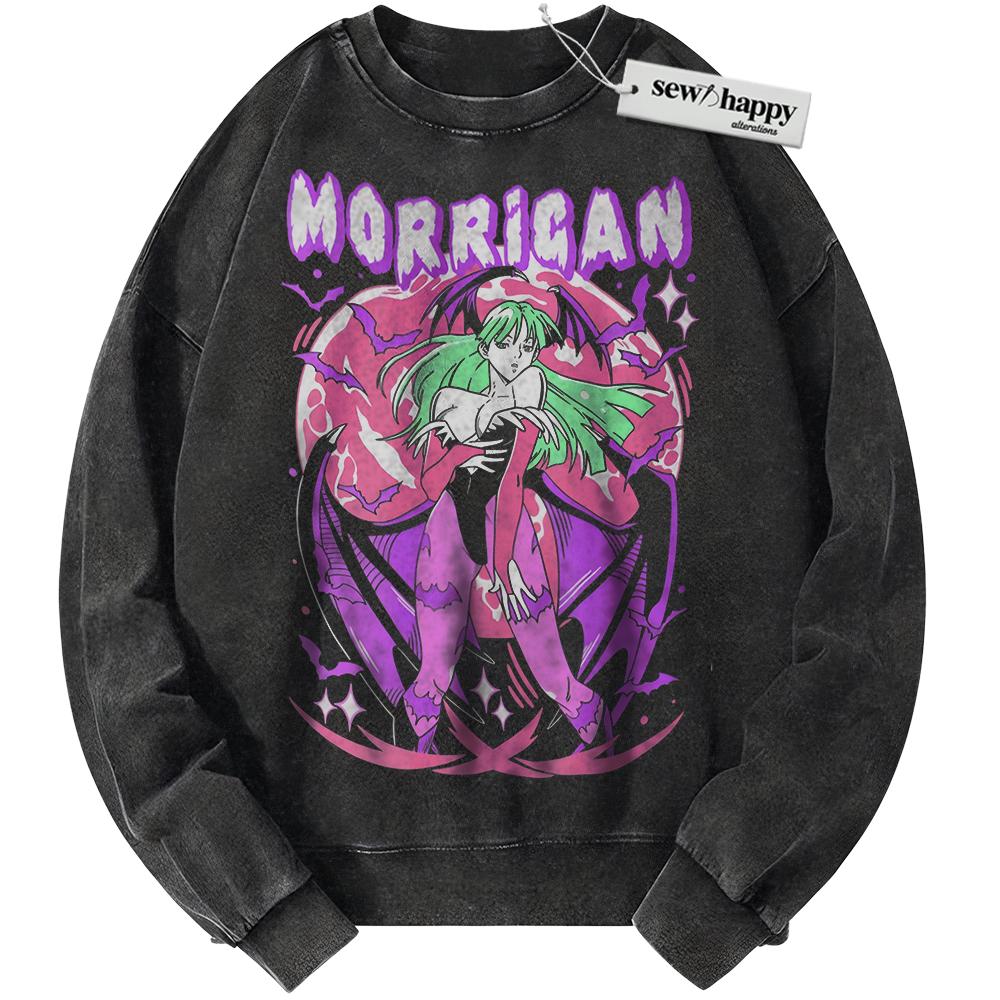 Wash Sweatshirt Morrigan Aensland Sweatshirt, Darkstalkers Sweatshirt, Game Sweatshirt, Vintage Sweater