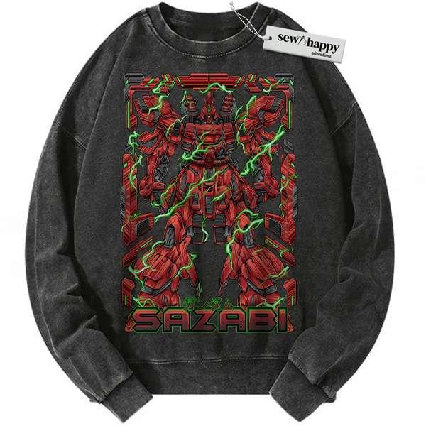 Wash Sweatshirt MSN-04 Sazabi Sweatshirt, The Gundam Sweatshirt, Anime Sweatshirt, Vintage Sweatshirt