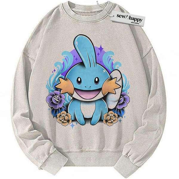 Wash Sweatshirt Mudkip Sweatshirt, Pokemon Sweatshirt, Anime Sweatshirt, Vintage Sweatshirt