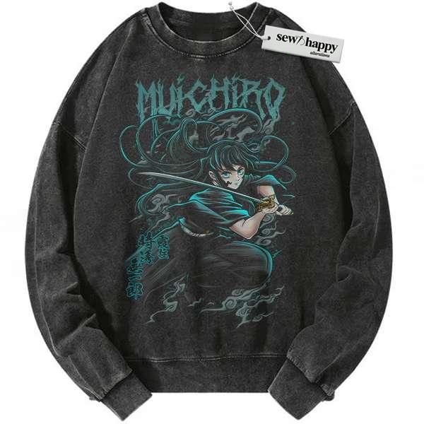 Wash Sweatshirt Muichiro Tokito Sweatshirt, Demon Slayer Sweatshirt, Anime Sweatshirt, Vintage Sweatshirt