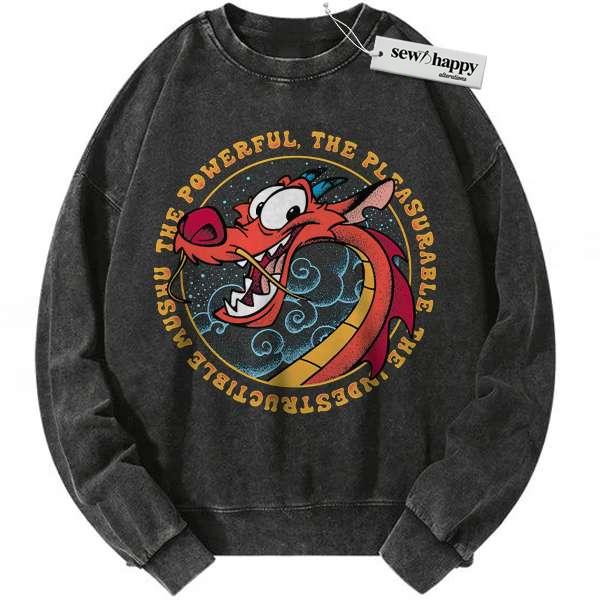 Wash Sweatshirt Mushu Sweatshirt, Mulan Sweatshirt, Disney Sweatshirt, Animated Sweatshirt, Vintage Sweatshirt