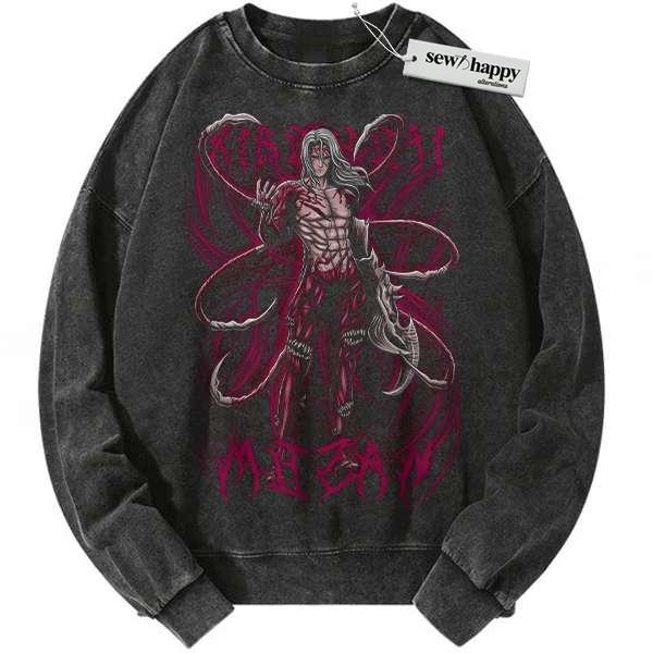 Wash Sweatshirt Muzan Kibutsuji Sweatshirt, Demon Slayer Sweatshirt, Anime Sweatshirt, Vintage Sweatshirt