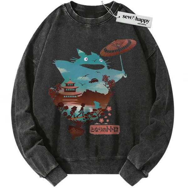 Wash Sweatshirt My Neighbor Totoro Sweatshirt, Studio Ghibli Sweatshirt, Anime Sweatshirt, Vintage Sweater Wash Sweatshirt My Neighbor Totoro Sweatshirt, Studio Ghibli Sweatshirt, Anime Sweatshirt, Vintage Sweater - Image 1