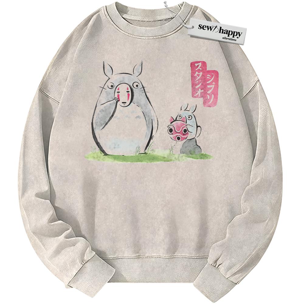 Wash Sweatshirt My Neighbor Totoro Sweatshirt, Studio Ghibli Sweatshirt, Anime Sweatshirt, Vintage Sweater