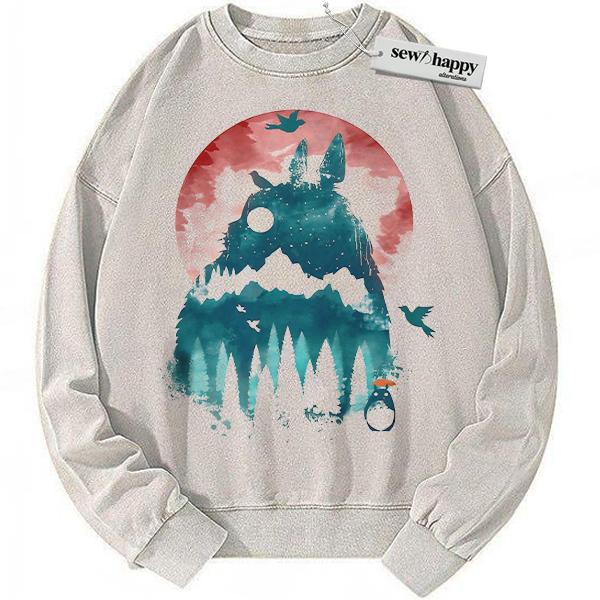 Wash Sweatshirt My Neighbor Totoro Sweatshirt, Studio Ghibli Sweatshirt, Anime Sweatshirt, Vintage Sweatshirt