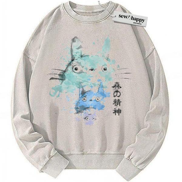 Wash Sweatshirt My Neighbor Totoro Sweatshirt, Studio Ghibli Sweatshirt, Anime Sweatshirt, Vintage Sweatshirt