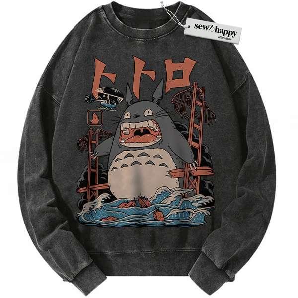 Wash Sweatshirt My Neighbor Totoro Sweatshirt, Studio Ghibli Sweatshirt, Anime Vintage Sweater