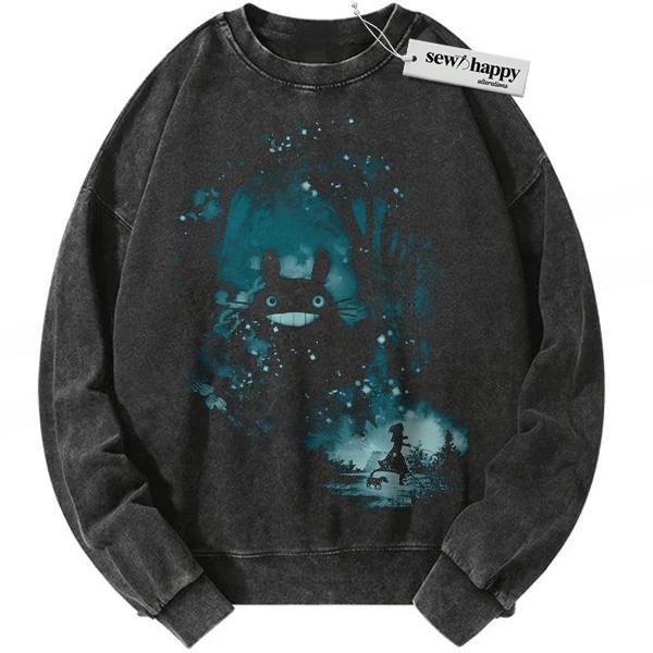 Wash Sweatshirt My Neighbor Totoro Sweatshirt, Studio Ghibli Sweatshirt, Anime Vintage Sweatshirt