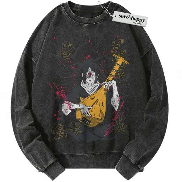 Wash Sweatshirt Nakime Sweatshirt, Demon Slayer Sweatshirt, Anime Sweatshirt, Vintage Sweatshirt