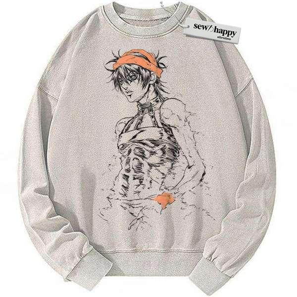 Wash Sweatshirt Narancia Ghirga Sweatshirt, JoJo's Bizarre Adventure Sweatshirt, Anime Sweatshirt, Vintage Sweater