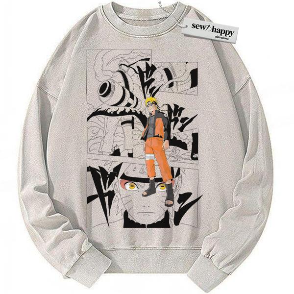 Wash Sweatshirt Naruto Uzumaki Sweatshirt, Naruto: Shippuden Sweatshirt, Anime Sweatshirt, Vintage Sweatshirt