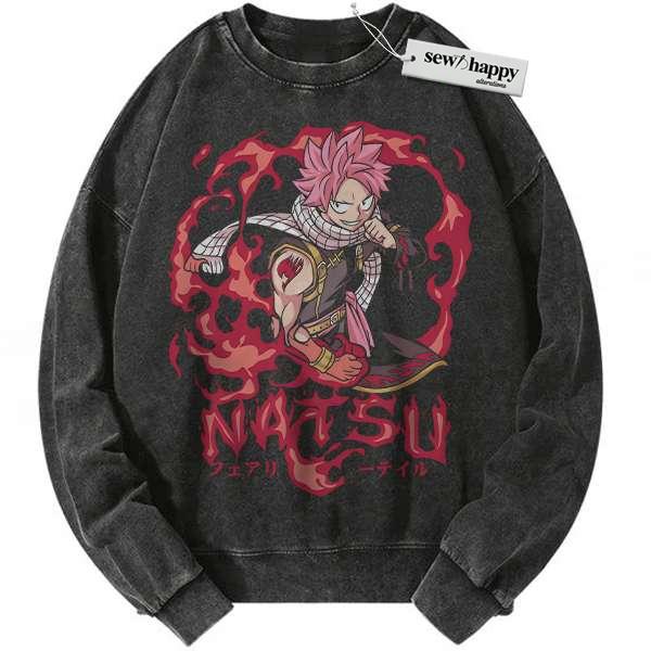 Wash Sweatshirt Natsu Dragneel Sweatshirt, Fairy Tail Sweatshirt, Anime Sweatshirt, Vintage Sweatshirt
