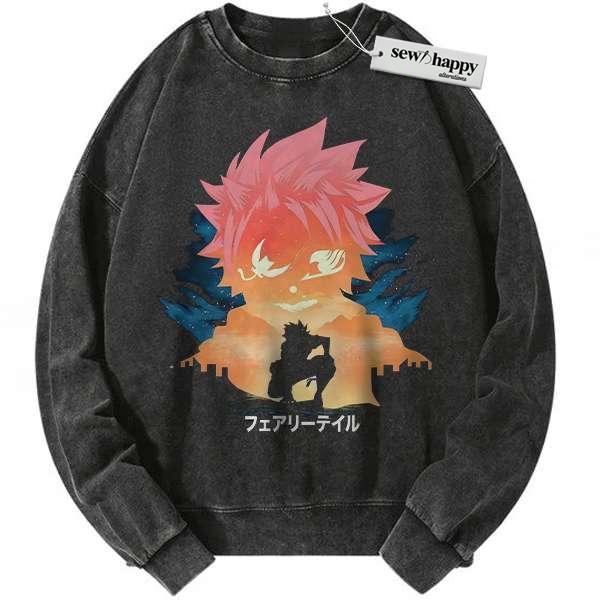 Wash Sweatshirt Natsu Dragneel Sweatshirt, Fairy Tail Sweatshirt, Anime Sweatshirt, Vintage Sweatshirt