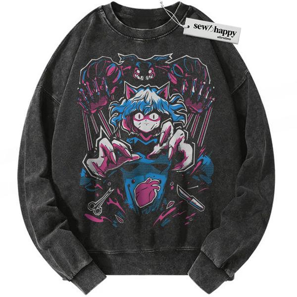 Wash Sweatshirt Neferpitou Sweatshirt, Pitou Sweatshirt, Hunter x Hunter Sweatshirt, HxH Sweatshirt, Anime Sweatshirt, Vintage Sweatshirt