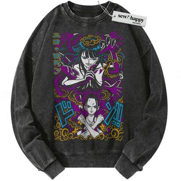 Wash Sweatshirt Nico Robin Sweatshirt, One Piece Sweatshirt, Anime Sweatshirt, Vintage Sweater