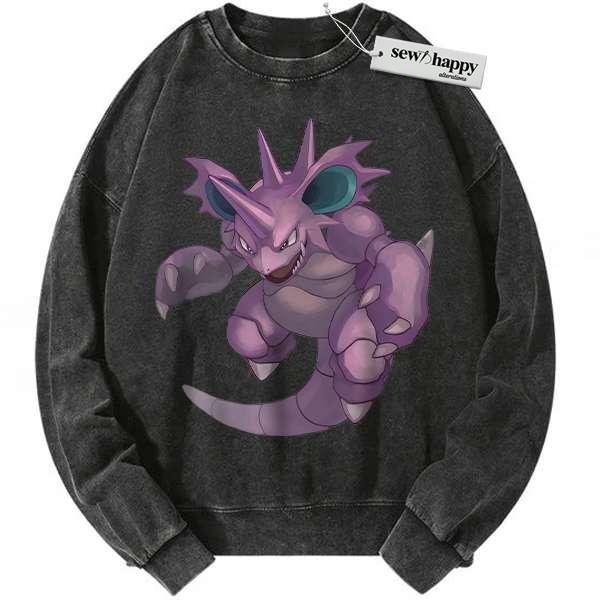 Wash Sweatshirt Nidoking Sweatshirt, Pokemon Sweatshirt, Anime Sweatshirt, Vintage Sweatshirt