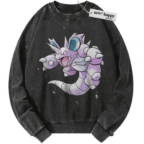 Wash Sweatshirt Nidoking Sweatshirt, Pokemon Sweatshirt, Anime Vintage Sweatshirt