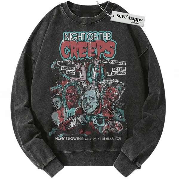 Wash Sweatshirt Night of the Creeps Sweatshirt, Halloween Sweatshirt, Horror Movie Sweatshirt, Vintage Sweater