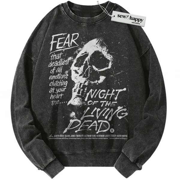 Wash Sweatshirt Night of the Living Dead Sweatshirt, Halloween Sweatshirt, Horror Sweatshirt, Vintage Sweater