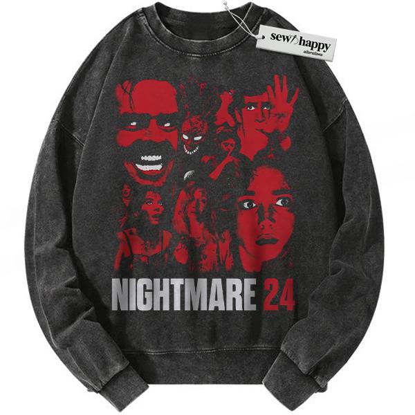 Wash Sweatshirt Nightmare 24 Sweatshirt, Halloween Sweatshirt, Horror Movie Sweatshirt, Vintage Sweatshirt