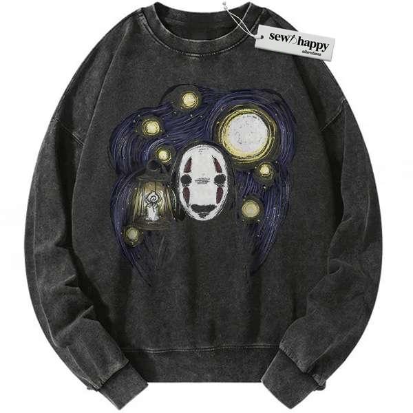 Wash Sweatshirt No Face Sweatshirt, Spirited Away Sweatshirt, Studio Ghibli Sweatshirt, Anime Sweatshirt, Vintage Sweater