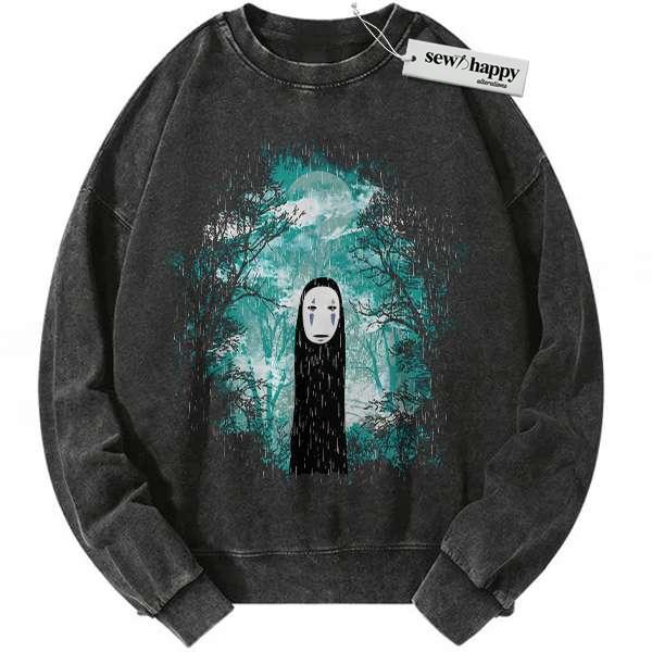 Wash Sweatshirt No Face Sweatshirt, Spirited Away Sweatshirt, Studio Ghibli Sweatshirt, Anime Sweatshirt, Vintage Sweater Wash Sweatshirt No Face Sweatshirt, Spirited Away Sweatshirt, Studio Ghibli Sweatshirt, Anime Sweatshirt, Vintage Sweater - Image 1
