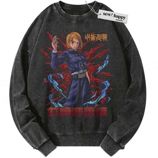 Wash Sweatshirt Nobara Kugisaki Sweatshirt, Jujutsu Kaisen Sweatshirt, Anime Sweatshirt, Vintage Sweatshirt