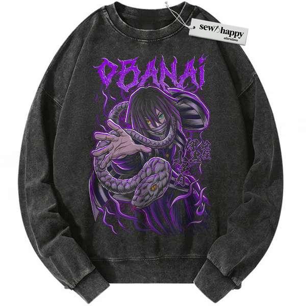 Wash Sweatshirt Obanai Iguro Sweatshirt, Demon Slayer Sweatshirt, Anime Sweatshirt, Vintage Sweatshirt