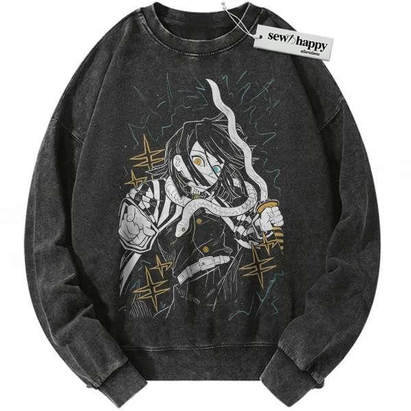Wash Sweatshirt Obanai Iguro Sweatshirt, Demon Slayer Sweatshirt, Anime Sweatshirt, Vintage Sweatshirt