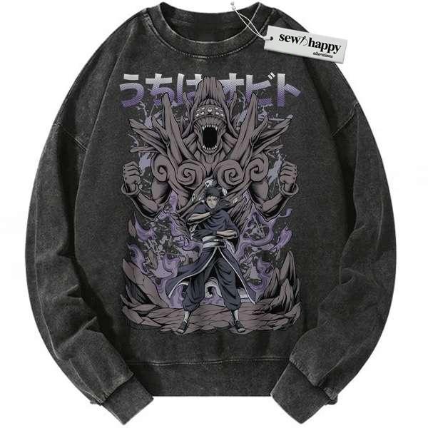 Wash Sweatshirt Obito Uchiha Sweatshirt, Naruto Sweatshirt, Anime Sweatshirt, Vintage Sweater