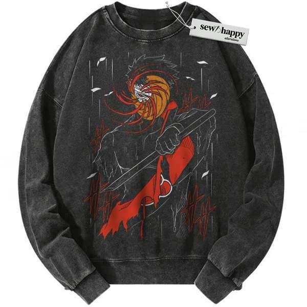 Wash Sweatshirt Obito Uchiha Sweatshirt, Naruto Sweatshirt, Anime Sweatshirt, Vintage Sweater