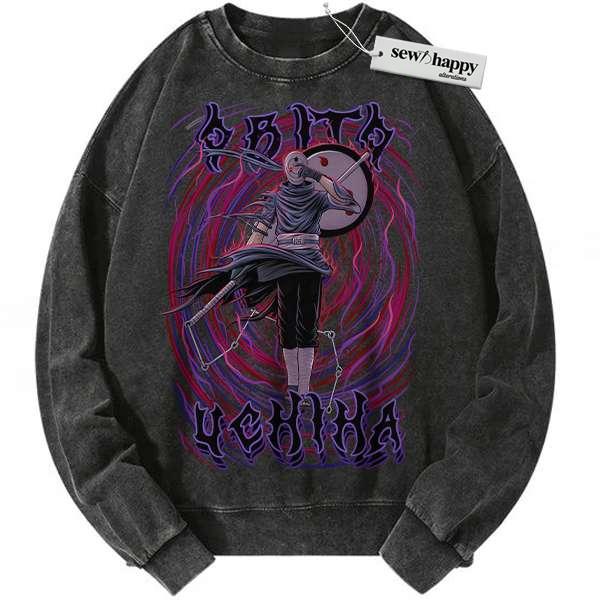 Wash Sweatshirt Obito Uchiha Sweatshirt, Naruto Sweatshirt, Anime Sweatshirt, Vintage Sweatshirt