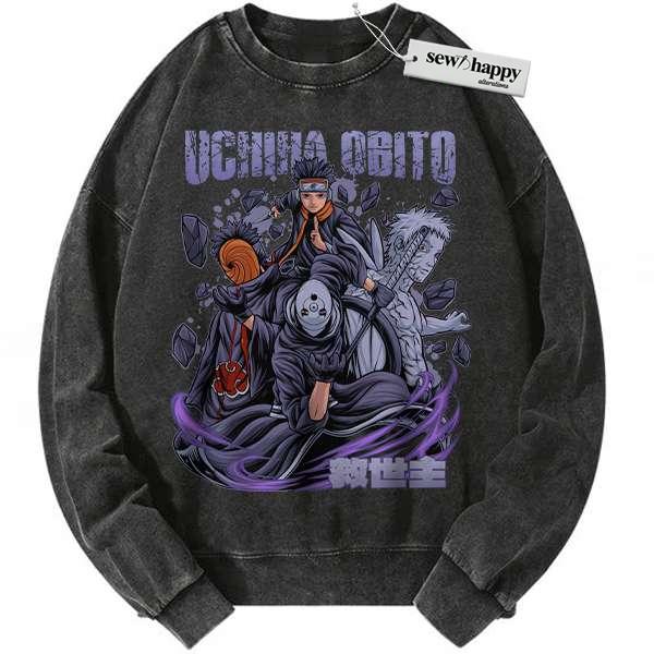 Wash Sweatshirt Obito Uchiha Sweatshirt, Naruto Sweatshirt, Anime Sweatshirt, Vintage Sweatshirt