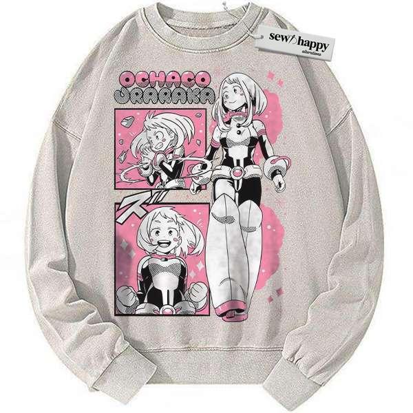 Wash Sweatshirt Ochaco Uraraka Sweatshirt, Uravity Sweatshirt, MHA Sweatshirt, Anime Sweatshirt, Vintage Sweatshirt
