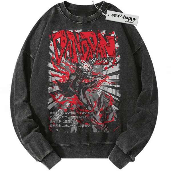 Wash Sweatshirt Okarun Sweatshirt, Dandadan Sweatshirt, Anime Sweatshirt, Vintage Sweatshirt