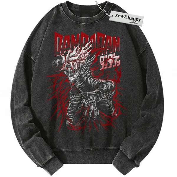Wash Sweatshirt Okarun Sweatshirt, Dandadan Sweatshirt, Anime Sweatshirt, Vintage Sweatshirt