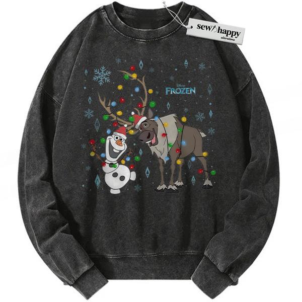 Wash Sweatshirt Olaf Sweatshirt, Sven Sweatshirt, Frozen Sweatshirt, Animated Sweatshirt, Vintage Sweater