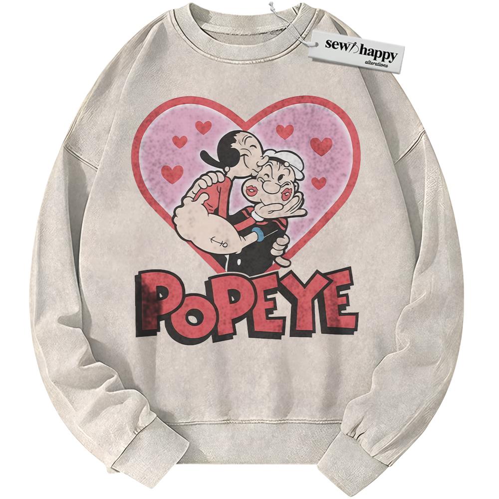 Wash Sweatshirt Olive Oyl vs Popeye Sweatshirt, Valentine's Day Sweatshirt, Animated Sweatshirt, Vintage Sweater