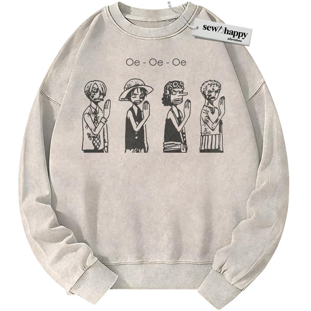 Wash Sweatshirt One Piece Sweatshirt, Anime Sweatshirt, Vintage Sweater