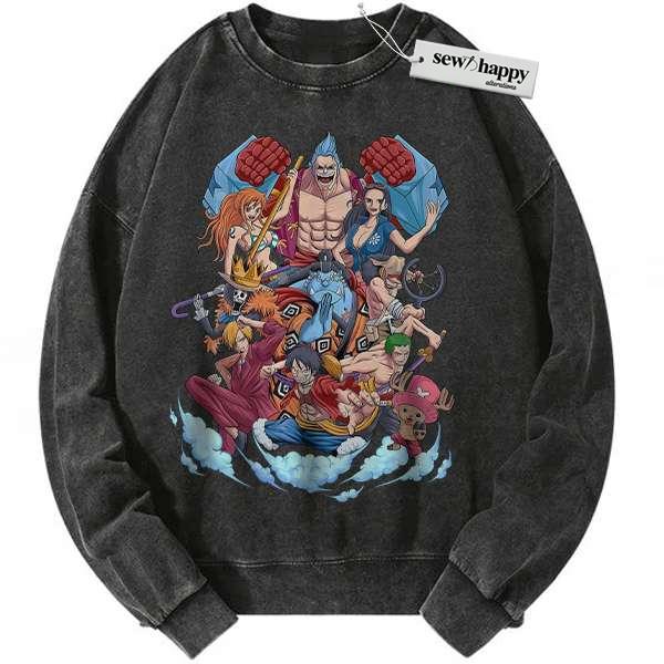 Wash Sweatshirt One Piece Sweatshirt, Anime Sweatshirt, Vintage Sweater