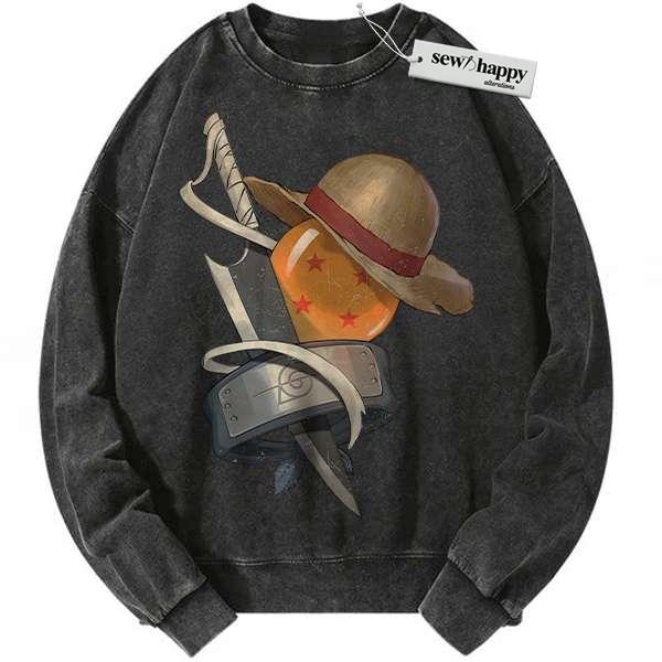 Wash Sweatshirt One Piece Sweatshirt, Naruto Sweatshirt, Dragon Ball Z Sweatshirt, Bleach Sweatshirt, Anime Sweatshirt, Vintage Sweater